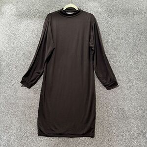 Garnet Hill Audrey‎ Mock Neck Knit Dress Women Small Brown Long Sleeve Relaxed